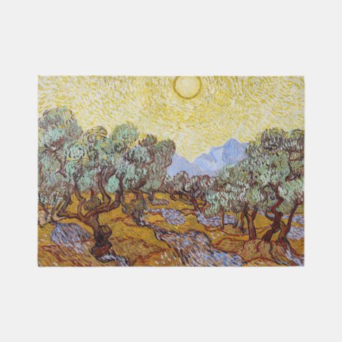 Vincent van Gogh _ Olive Trees Yellow Sky and Sun Rug