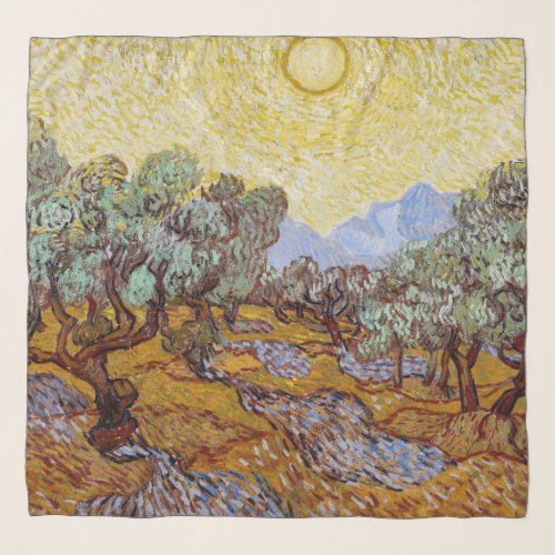 Vincent van Gogh _ Olive Trees Yellow Sky and Sun Scarf