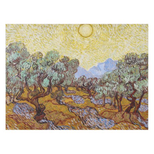 Vincent van Gogh _ Olive Trees Yellow Sky and Sun Tablecloth