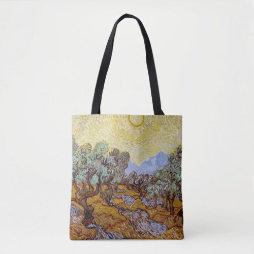 Vincent van Gogh _ Olive Trees Yellow Sky and Sun Tote Bag