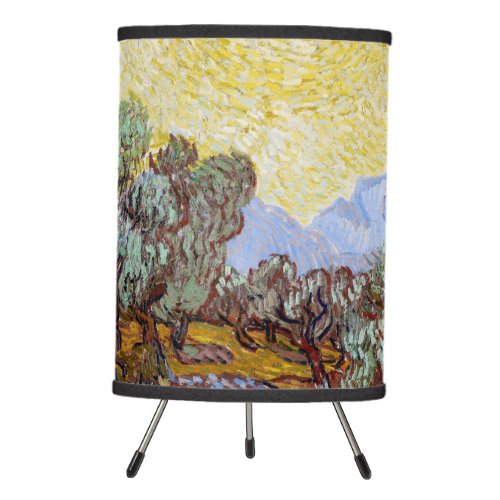Vincent van Gogh _ Olive Trees Yellow Sky and Sun Tripod Lamp