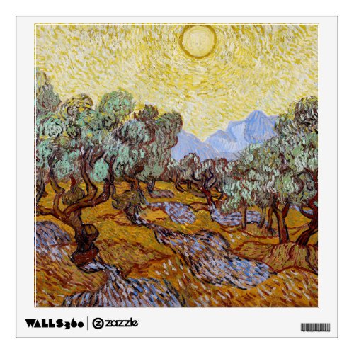 Vincent van Gogh _ Olive Trees Yellow Sky and Sun Wall Decal