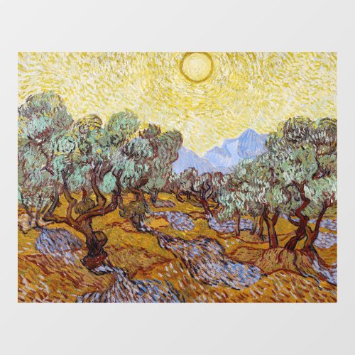 Vincent van Gogh _ Olive Trees Yellow Sky and Sun Window Cling