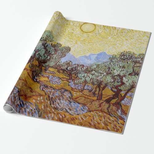 Vincent van Gogh _ Olive Trees Yellow Sky and Sun Wrapping Paper