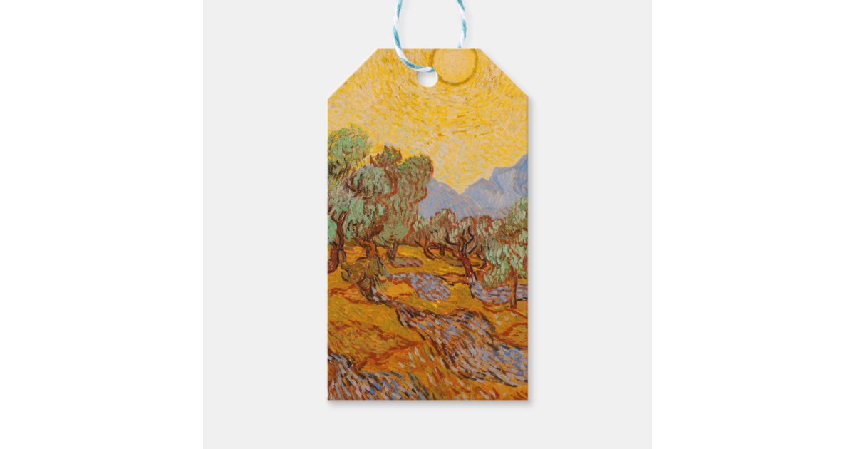 Vincent Van Gogh Olive Trees Yellow Sky Sun Art Gift Tags Zazzle Com