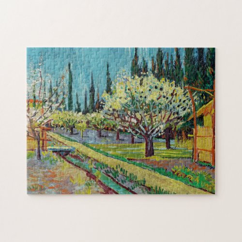 Vincent van Gogh Orchard Bordered by Cypresses Jigsaw Puzzle