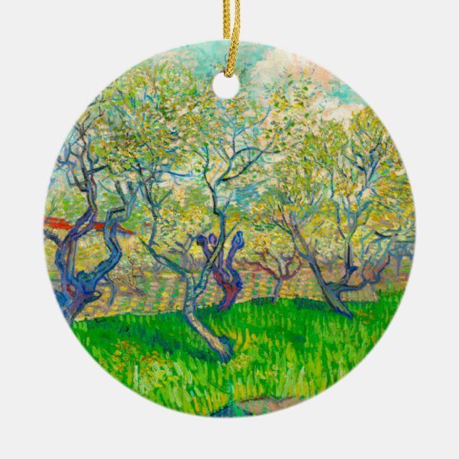 Vincent van Gogh Orchard in Blossom Ceramic Ornament (Front)