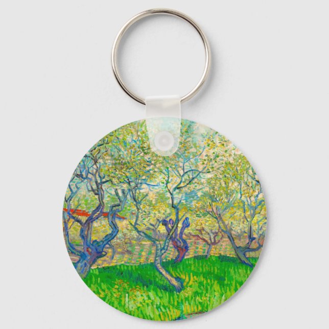 Vincent van Gogh Orchard in Blossom Keychain (Front)