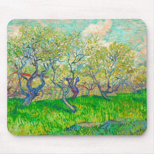 Vincent van Gogh Orchard in Blossom Mouse Pad (Front)