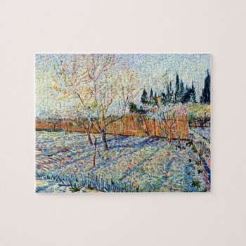 Vincent Van Gogh - Orchard With Peach Trees Jigsaw Puzzle by ArtLoversCafe at Zazzle