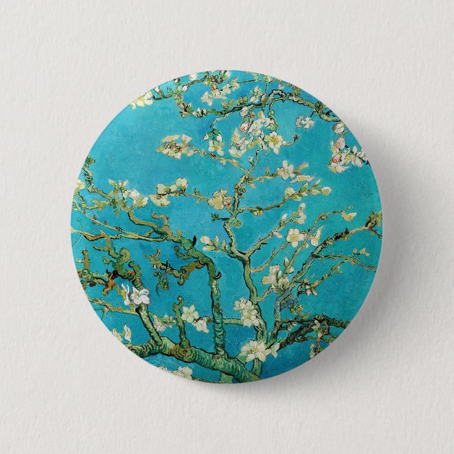 Vincent Van Gogh painting Almond Blossoms Button (Front)