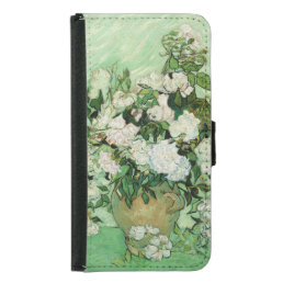 Vincent van Gogh Painting, Roses 1890 Wallet Phone Case For Samsung Galaxy S5