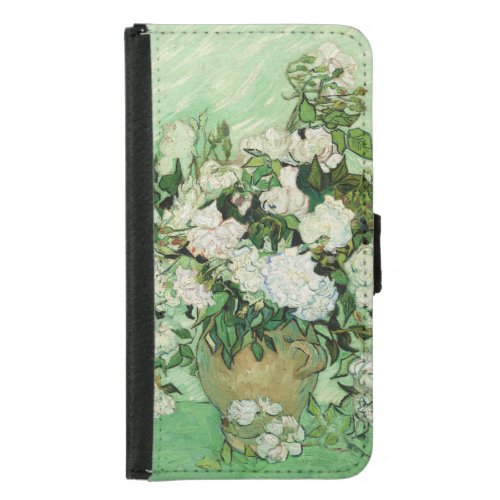 Vincent van Gogh Painting Roses 1890 Wallet Phone Case For Samsung Galaxy S5