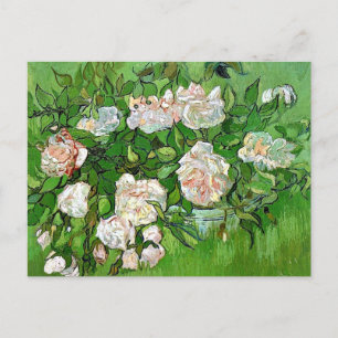 Vincent Van Gogh painting, Still Life-Pink Roses, Postcard