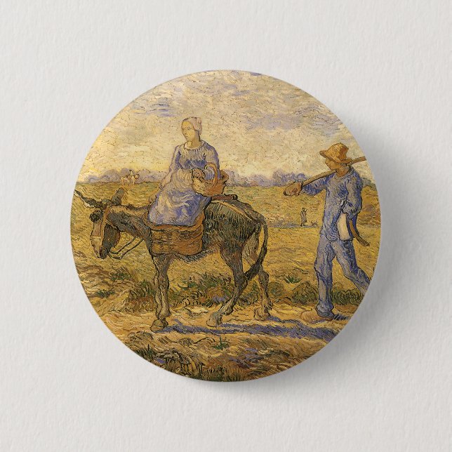 Vincent van Gogh - Peasant Couple Going to Work Pinback Button (Front)