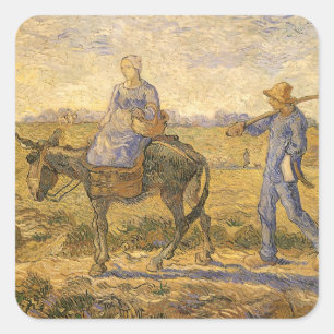 Vincent van Gogh - Peasant Couple Going to Work Square Sticker