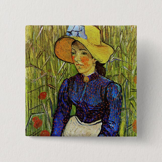 Vincent van Gogh - Peasant Girl in Straw Hat Button (Front)