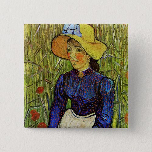 Vincent van Gogh _ Peasant Girl in Straw Hat Button