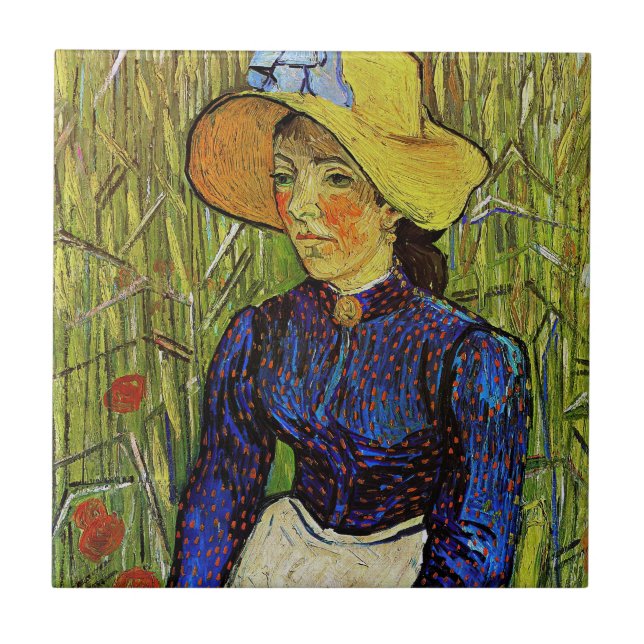 Vincent van Gogh - Peasant Girl in Straw Hat Ceramic Tile (Front)