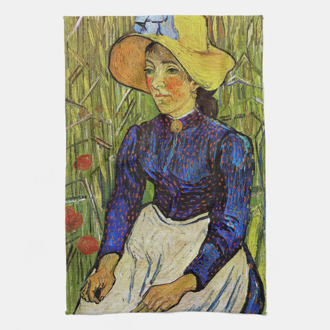 Vincent van Gogh - Peasant Girl in Straw Hat Kitchen Towel (Vertical)