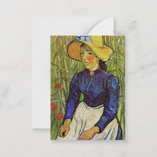 Vincent van Gogh - Peasant Girl in Straw Hat Note Card (Front)