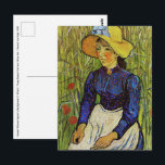 Vincent van Gogh - Peasant Girl in Straw Hat Postcard<br><div class="desc">Peasant Woman Against a Background of Wheat / Young Peasant Girl in a Straw Hat sitting in front of a wheatfield - Vincent van Gogh,  1890</div>