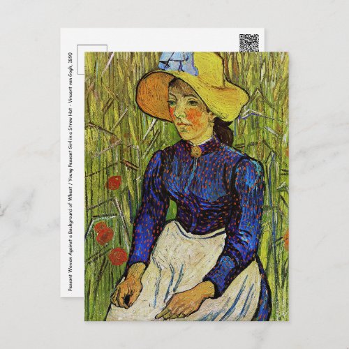 Vincent van Gogh _ Peasant Girl in Straw Hat Postcard