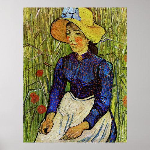 Vincent van Gogh _ Peasant Girl in Straw Hat Poster