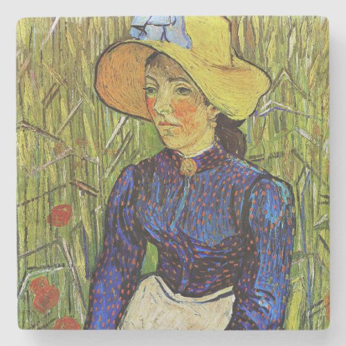 Vincent van Gogh _ Peasant Girl in Straw Hat Stone Coaster