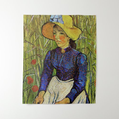 Vincent van Gogh _ Peasant Girl in Straw Hat Tapestry