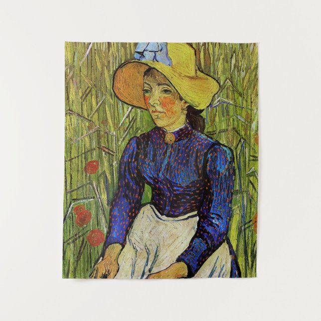 Vincent van Gogh - Peasant Girl in Straw Hat Tapestry (Front)