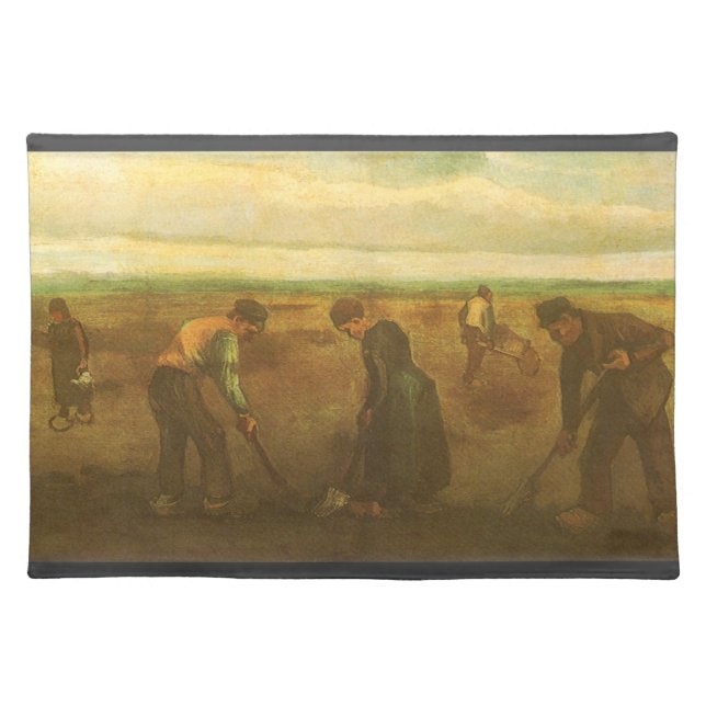 Vincent van Gogh - Peasants Planting Potatoes  Cloth Placemat (Front)