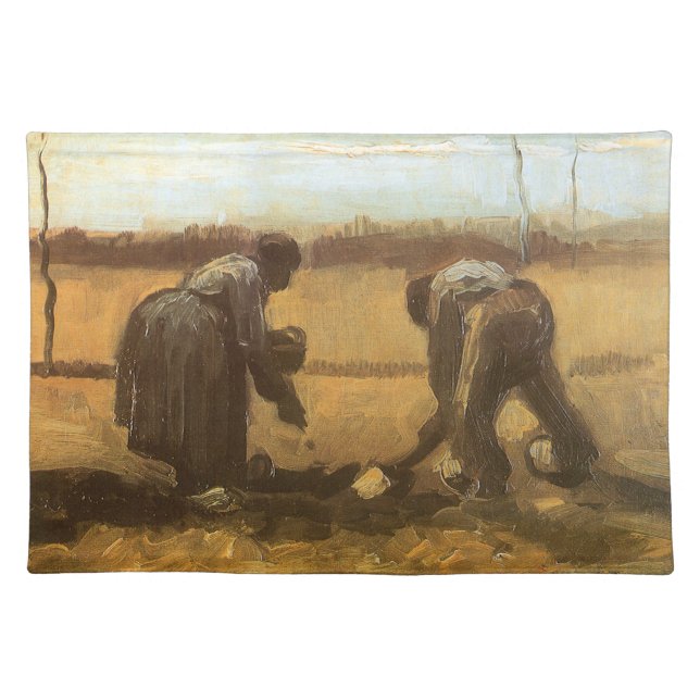 Vincent van Gogh - Peasants Planting Potatoes Cloth Placemat (Front)