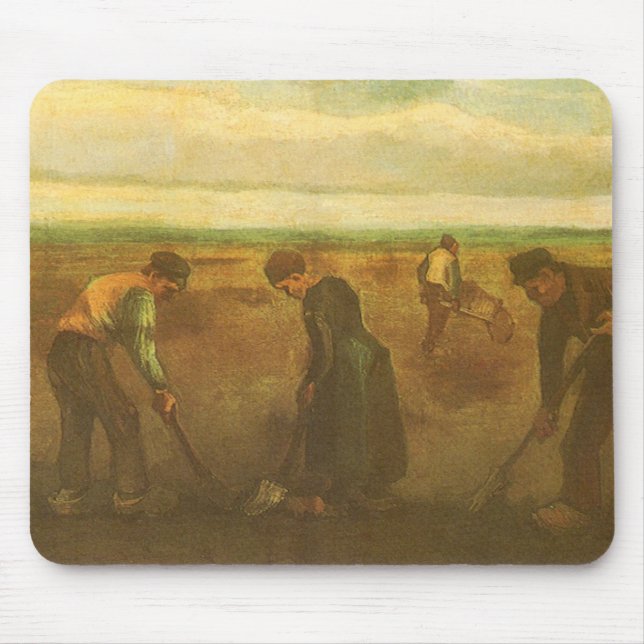 Vincent van Gogh - Peasants Planting Potatoes  Mouse Pad (Front)