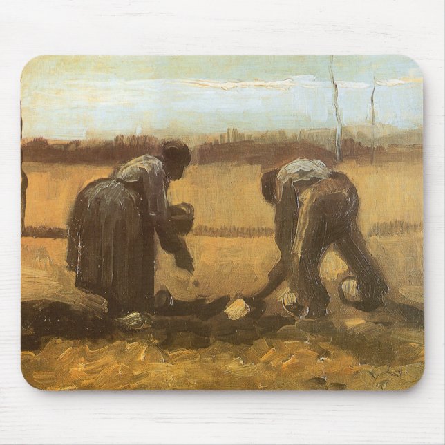 Vincent van Gogh - Peasants Planting Potatoes Mouse Pad (Front)