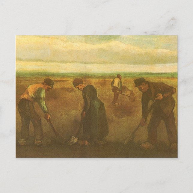 Vincent van Gogh - Peasants Planting Potatoes  Postcard (Front)