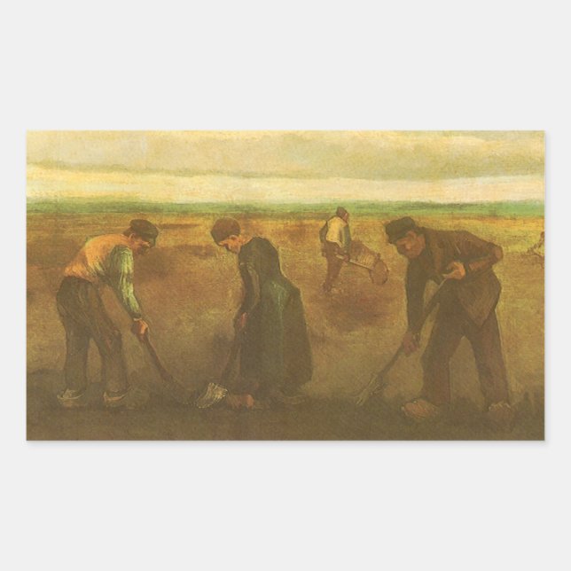 Vincent van Gogh - Peasants Planting Potatoes  Rectangular Sticker (Front)