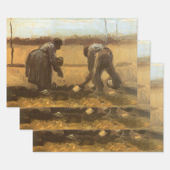 Vincent van Gogh - Peasants Planting Potatoes Wrapping Paper Sheets (Set)