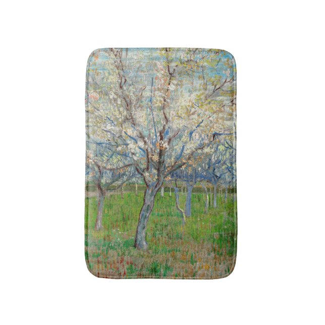 Vincent van Gogh - Pink Orchard Bath Mat (Front Vertical)