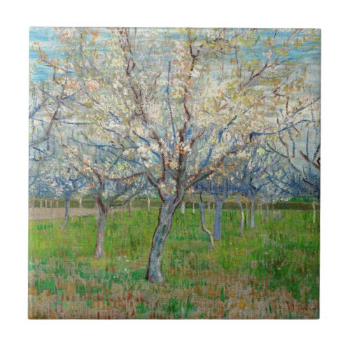 Vincent van Gogh _ Pink Orchard Ceramic Tile