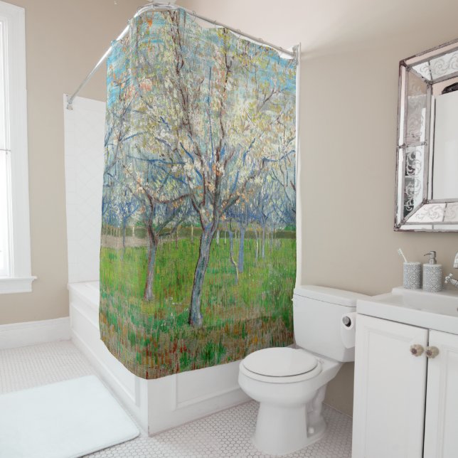 Vincent van Gogh - Pink Orchard Shower Curtain (In Situ)