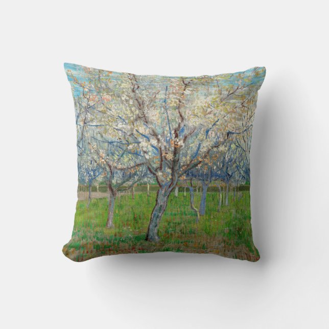 Vincent van Gogh - Pink Orchard Throw Pillow (Front)