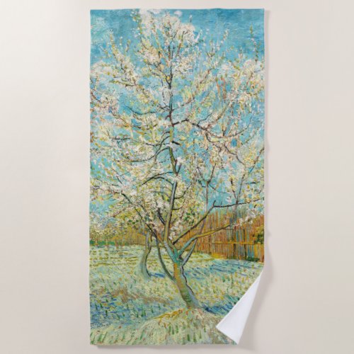 Vincent van Gogh _ Pink Peach Tree in Blossom Beach Towel