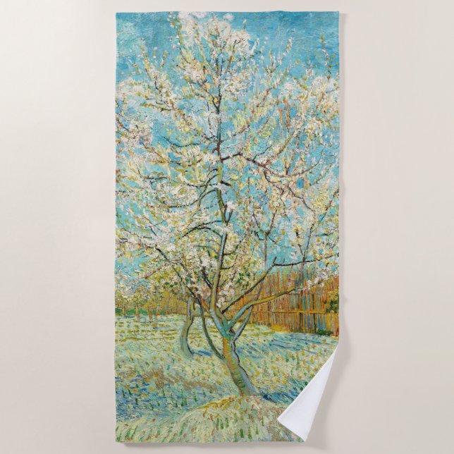 Vincent van Gogh - Pink Peach Tree in Blossom Beach Towel (Front)