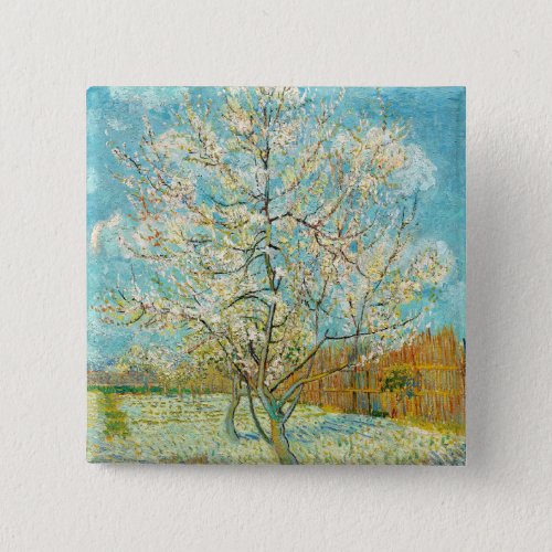 Vincent van Gogh _ Pink Peach Tree in Blossom Button