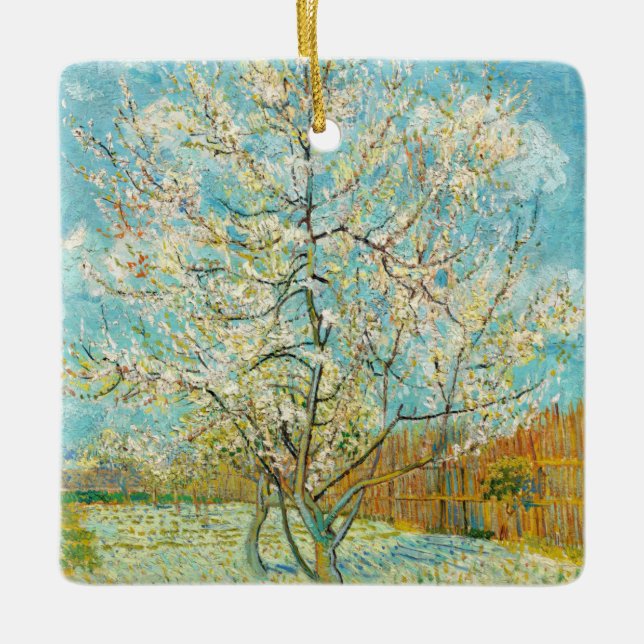 Vincent van Gogh - Pink Peach Tree in Blossom Ceramic Ornament (Front)