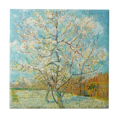Vincent van Gogh _ Pink Peach Tree in Blossom Ceramic Tile