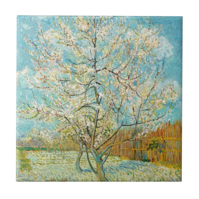 Vincent van Gogh - Pink Peach Tree in Blossom Ceramic Tile (Front)