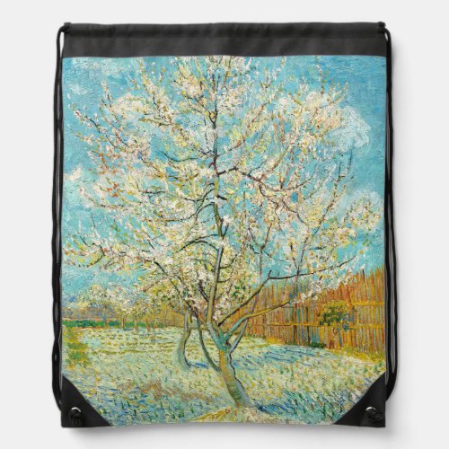 Vincent van Gogh _ Pink Peach Tree in Blossom Drawstring Bag