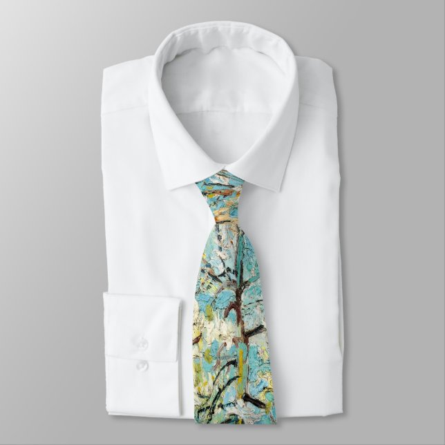 Vincent van Gogh - Pink Peach Tree in Blossom Neck Tie (Tied)